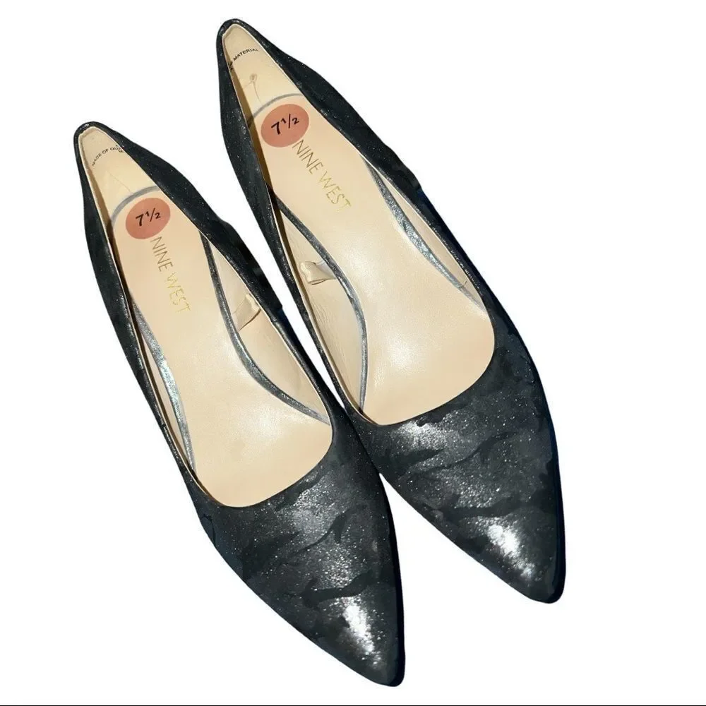 Nine West black/ gray camo style heels - Picture 3 of 7